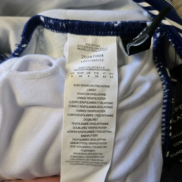 Lauren Ralph Lauren Harper Stripe One Shoulder One Piece Swimsuit Navy 6 NWT - Picture 7 of 10